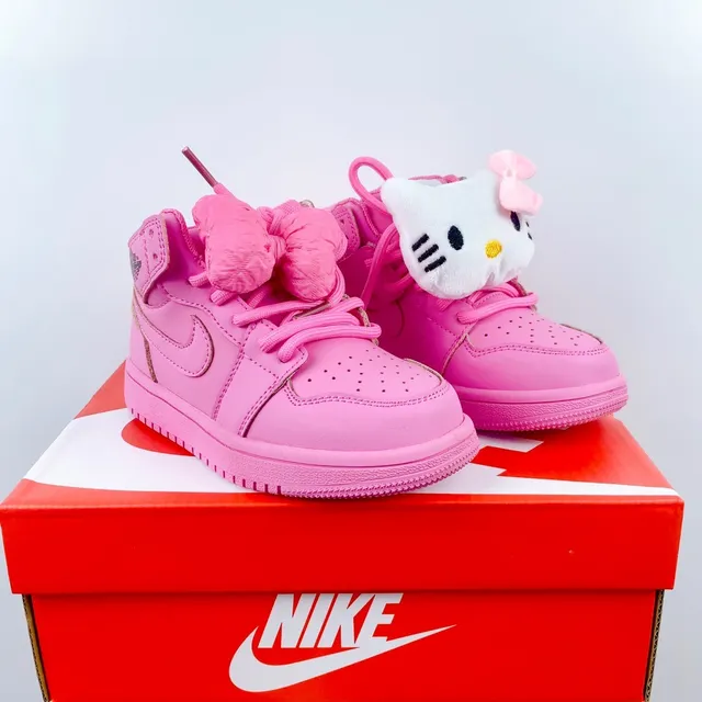 Nike Pink White High-Top Perforated Leather Upper Basketball Shoes 3