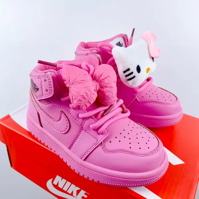 Nike Pink White High-Top Perforated Leather Upper Basketball Shoes 6