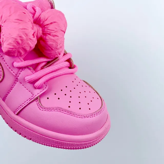 Nike Pink White High-Top Perforated Leather Upper Basketball Shoes 7
