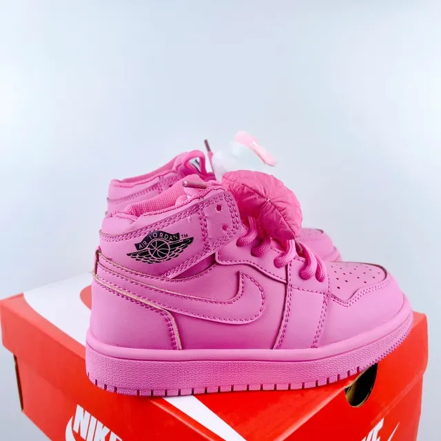 Nike Pink White High-Top Perforated Leather Upper Basketball Shoes 9
