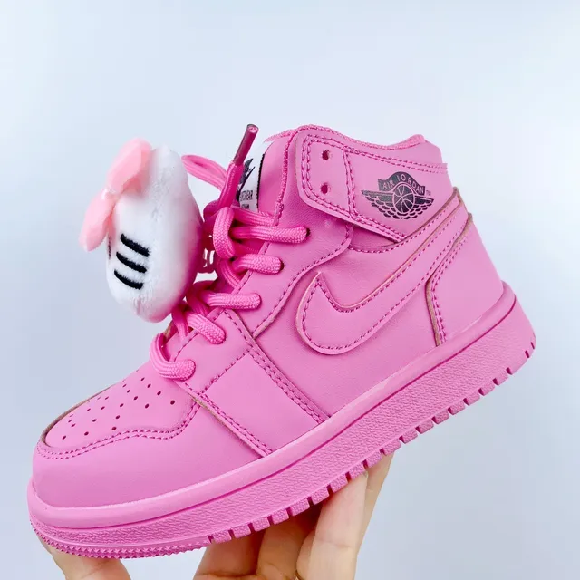 Nike Pink White High-Top Perforated Leather Upper Basketball Shoes 10