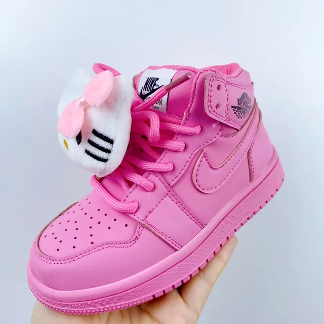 Nike Pink White High-Top Perforated Leather Upper Basketball Shoes 12