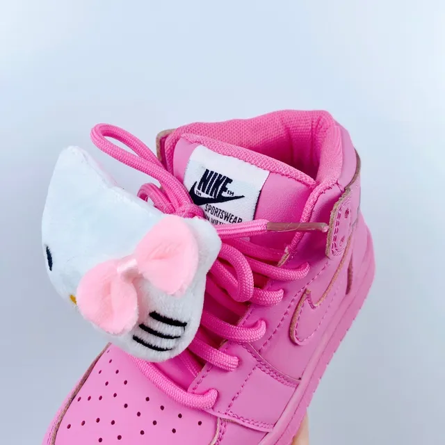 Nike Pink White High-Top Perforated Leather Upper Basketball Shoes 13