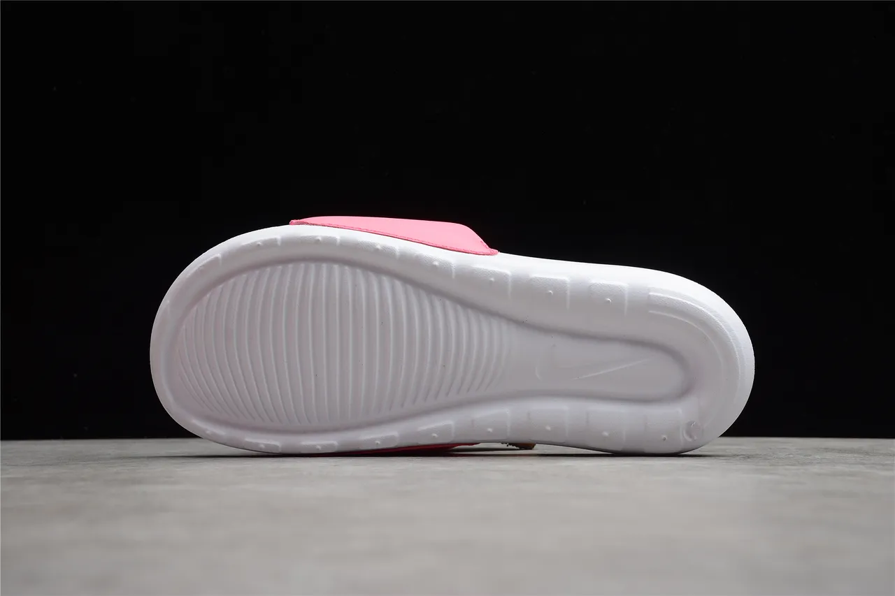 Nike Pink White Wide Strap Molded Footbed Slippers 3