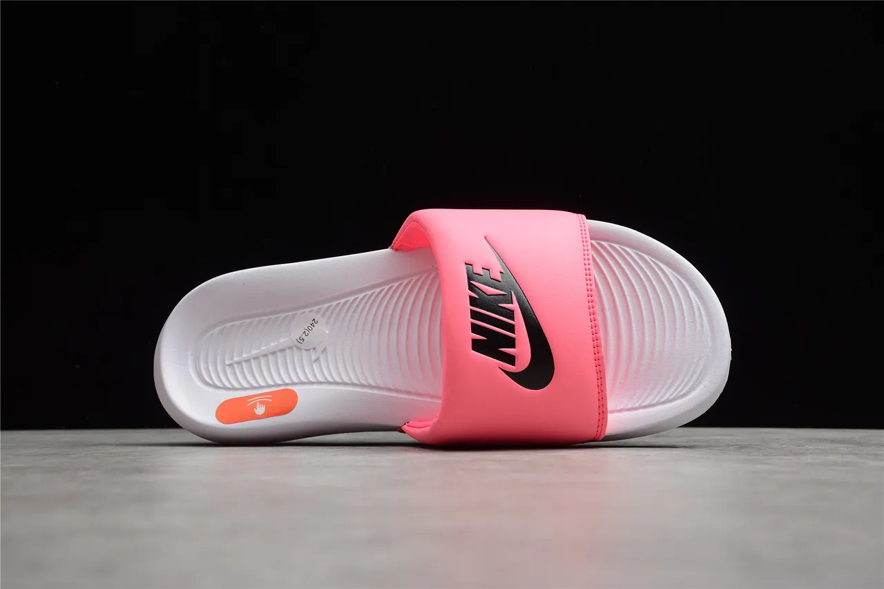 Nike Pink White Wide Strap Molded Footbed Slippers 4