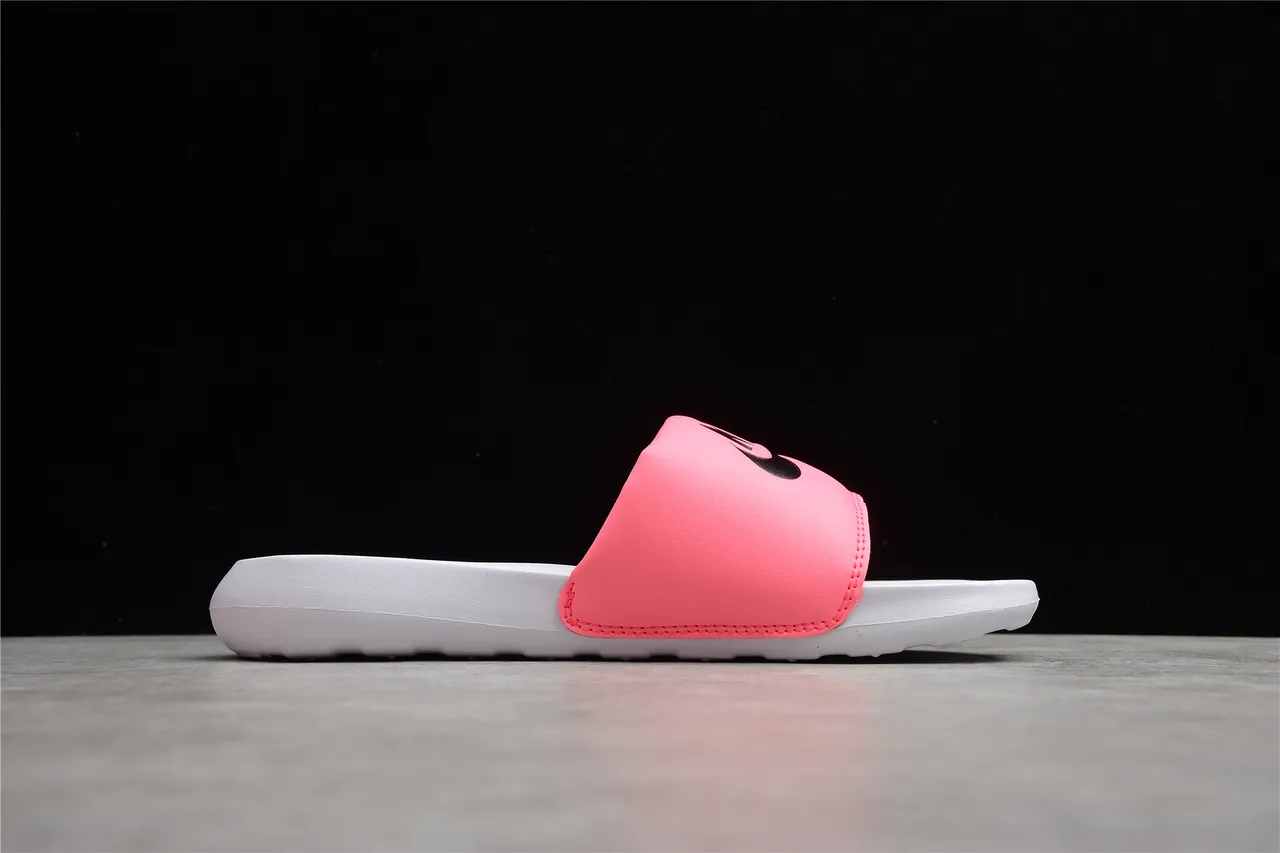 Nike Pink White Wide Strap Molded Footbed Slippers 5