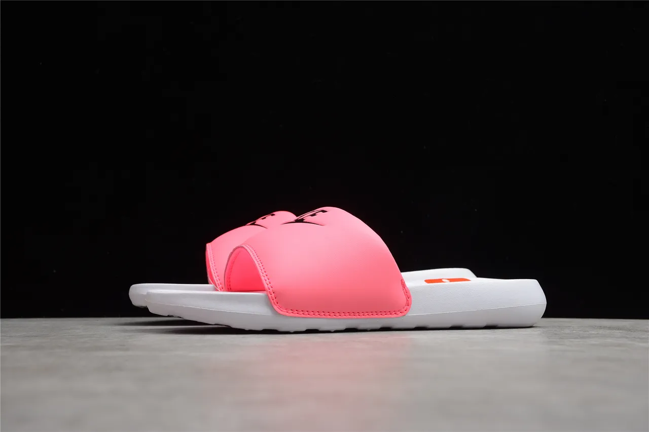 Nike Pink White Wide Strap Molded Footbed Slippers 6