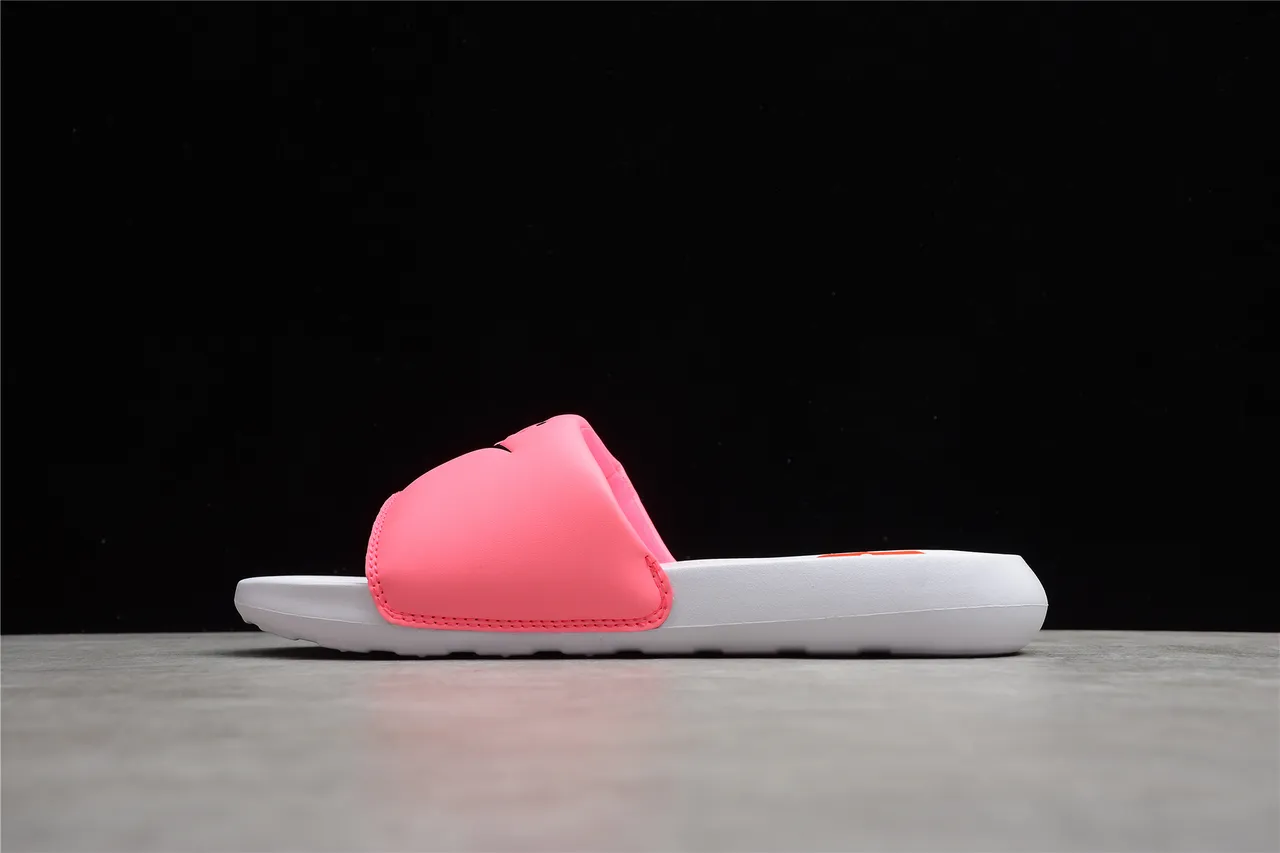 Nike Pink White Wide Strap Molded Footbed Slippers 7