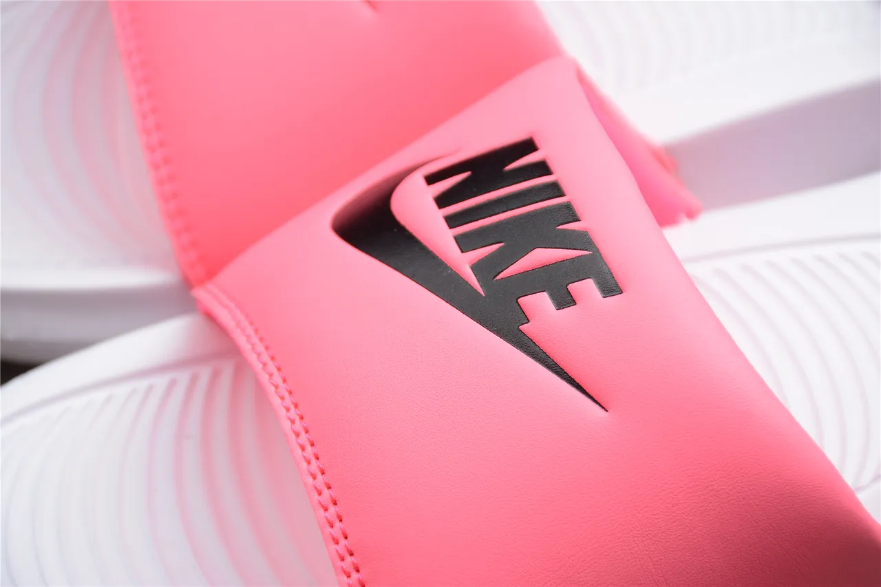 Nike Pink White Wide Strap Molded Footbed Slippers 11