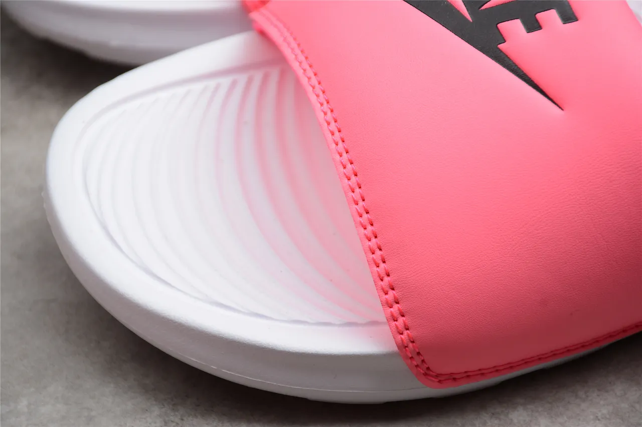 Nike Pink White Wide Strap Molded Footbed Slippers 12