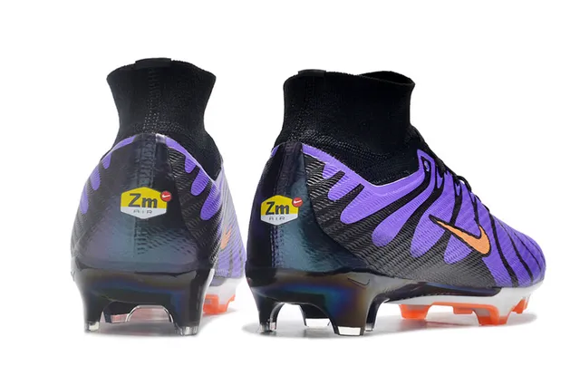 Nike Purple Black High-Cut Knit Collar Wave-Pattern Synthetic Overlays Firm-Ground Soccer Shoes 5