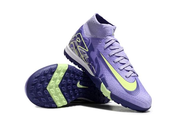 Nike roxo verde malha colar meia superior detalhe sobreposição gráfica sapatos futebol indoor 2