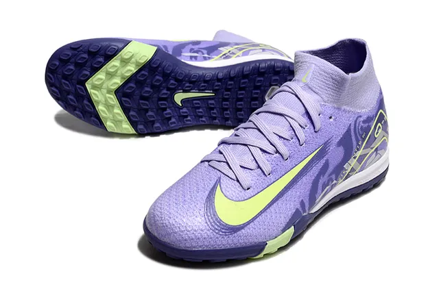 Nike roxo verde malha colar meia superior detalhe sobreposição gráfica sapatos futebol indoor 3