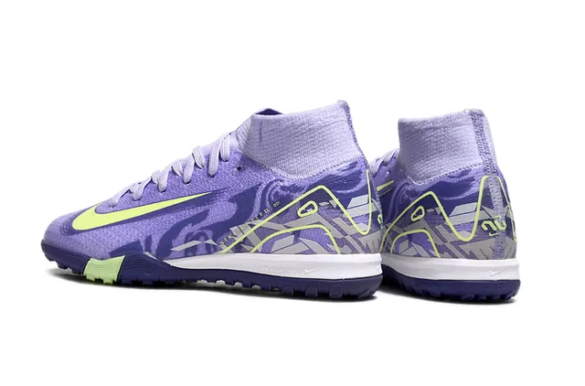 Nike roxo verde malha colar meia superior detalhe sobreposição gráfica sapatos futebol indoor 4