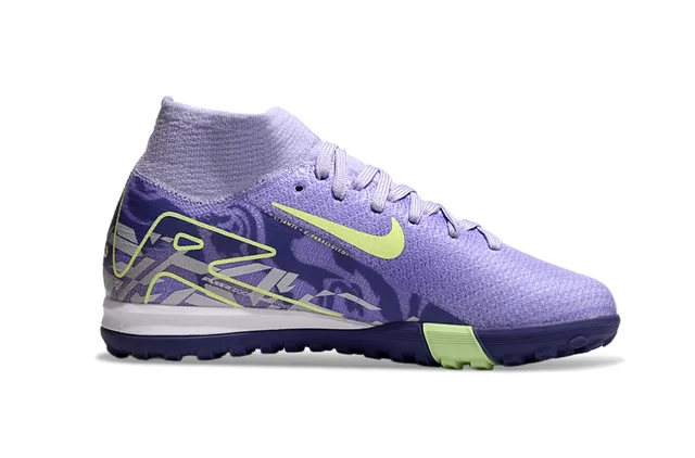 Nike roxo verde malha colar meia superior detalhe sobreposição gráfica sapatos futebol indoor 5