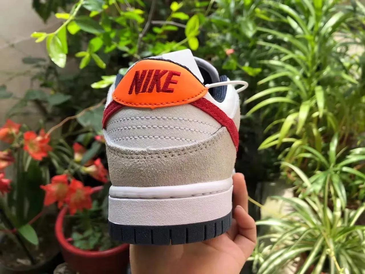 Nike SB Dunk Low Beige Red Skateboard Shoes 4