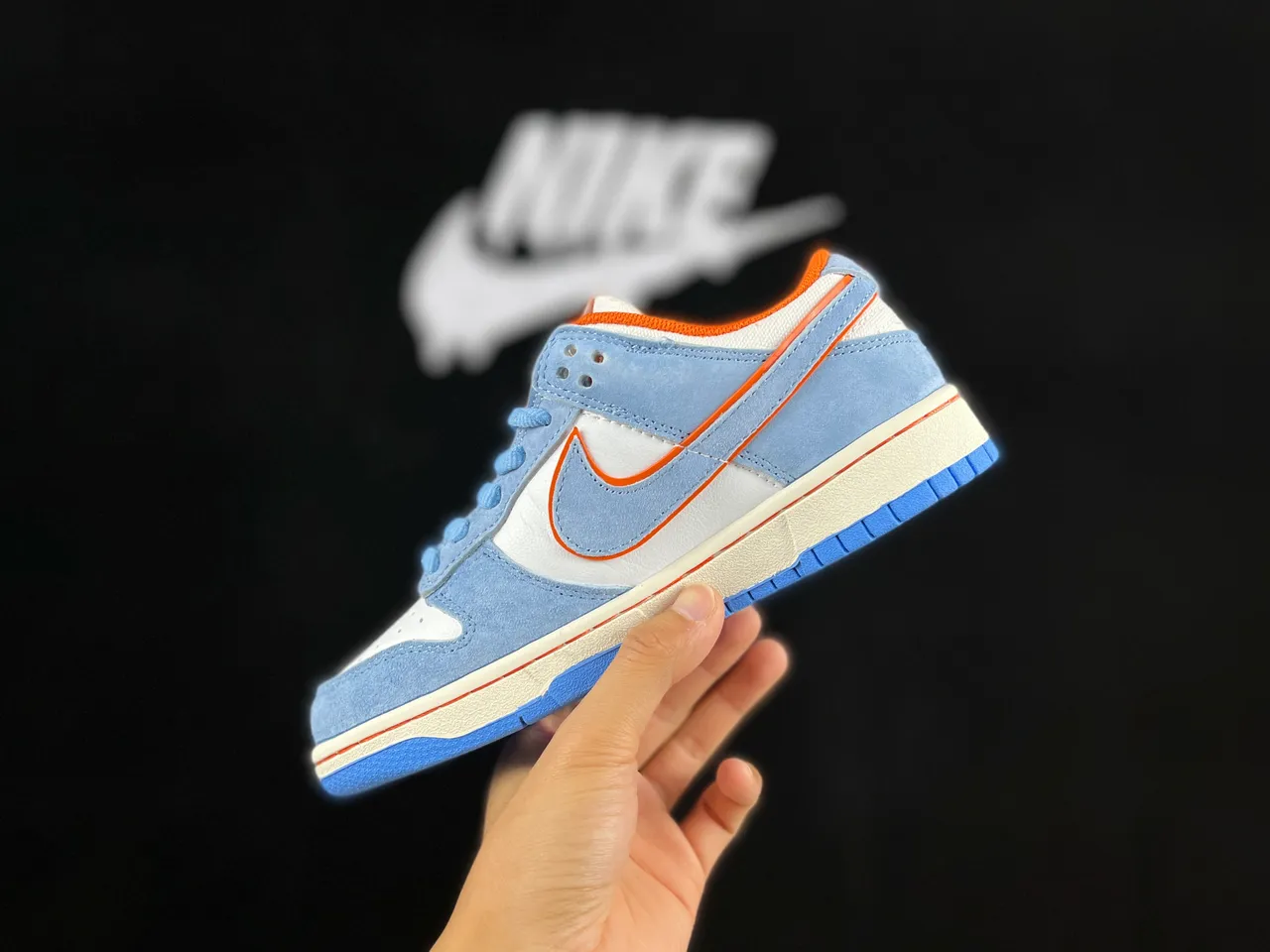 Nike SB Dunk Low Light Blue Orange Skateboard Shoes 2