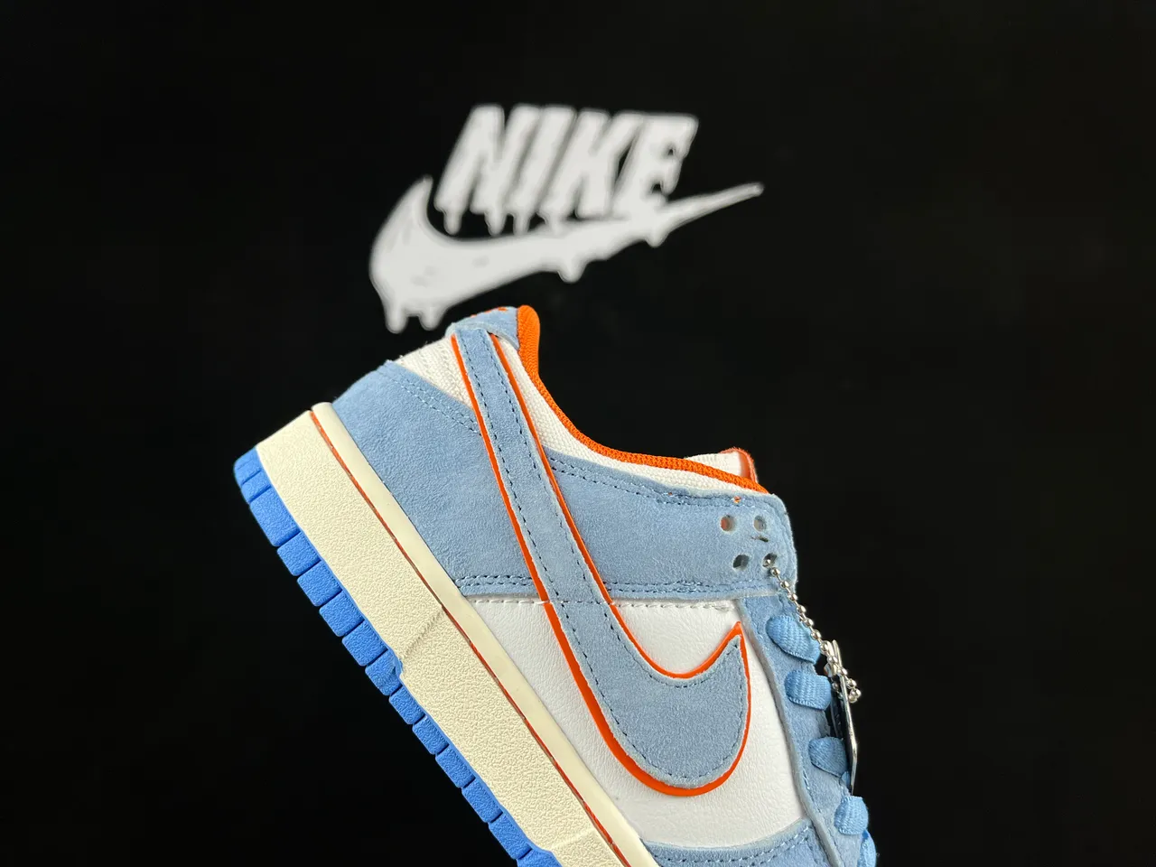Nike SB Dunk Low Light Blue Orange Skateboard Shoes 5
