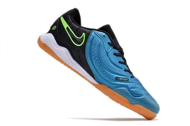 Nike Tiempo Preto Azul Low-Top Malla e Sintético Superior Sapatos de Futebol Indoor 2