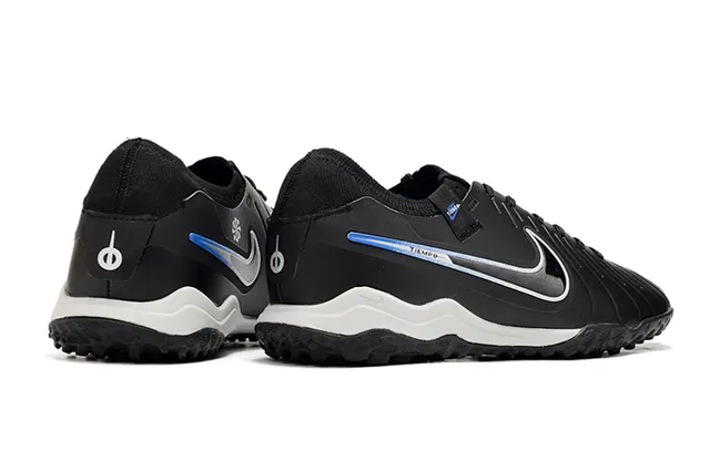 Nike Tiempo Zapatos de fútbol Negro Azul Parte superior sintética con ribetes en el antepié Césped artificial 5