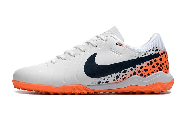 Nike Tiempo Legend Blanc Orange Chaussures Basses Cuir Supérieur Gazon Foot 2