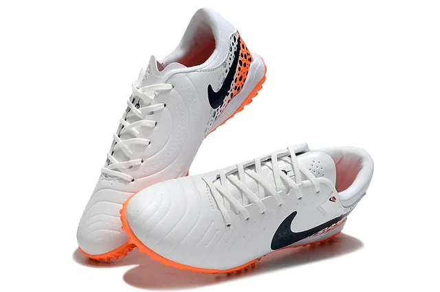 Nike Tiempo Legend Blanc Orange Chaussures Basses Cuir Supérieur Gazon Foot 3