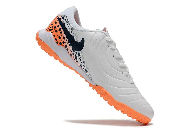 Nike Tiempo Legend Blanc Orange Chaussures Basses Cuir Supérieur Gazon Foot 4