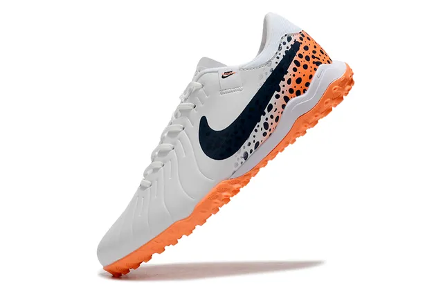 Nike Tiempo Legend Blanc Orange Chaussures Basses Cuir Supérieur Gazon Foot 5