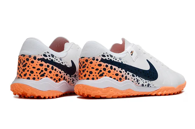 Nike Tiempo Legend Blanc Orange Chaussures Basses Cuir Supérieur Gazon Foot 7