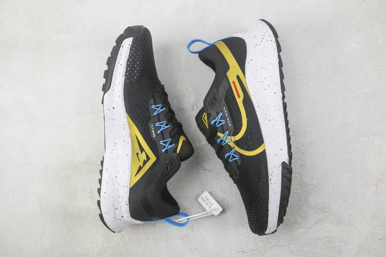 Nike Trail Noir Jaune Tige Maille Perforée Semelle Intermédiaire Blanche Tachetée Chaussures de Running 2