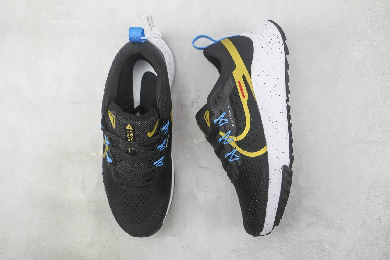 Nike Trail Noir Jaune Tige Maille Perforée Semelle Intermédiaire Blanche Tachetée Chaussures de Running 3