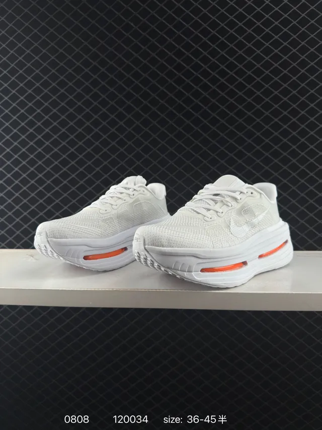 Nike VOMERO PREMIUM Tênis de Corrida com parte superior de malha branco e laranja, duplo Air Zoom 2