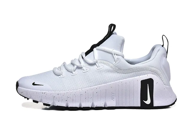 Nike White and Black Speckled Mesh Lifestyle Sneaker 5