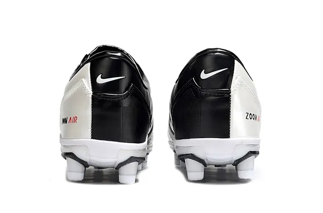 Nike White Black Quilted Leather Upper Low-Cut Ankle Firm-Ground Soccer Shoes 4