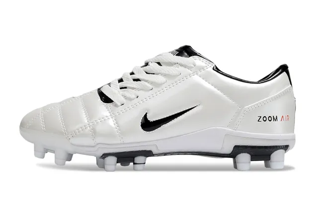 Nike White Black Quilted Leather Upper Low-Cut Ankle Firm-Ground Soccer Shoes 8