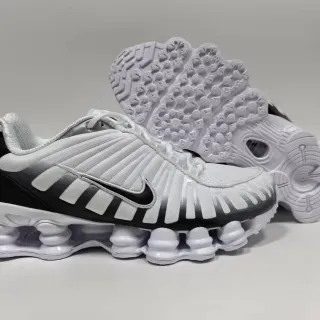 Nike White Black Shox Column Midsole Radiating Synthetic Overlays Lifestyle Sneakers