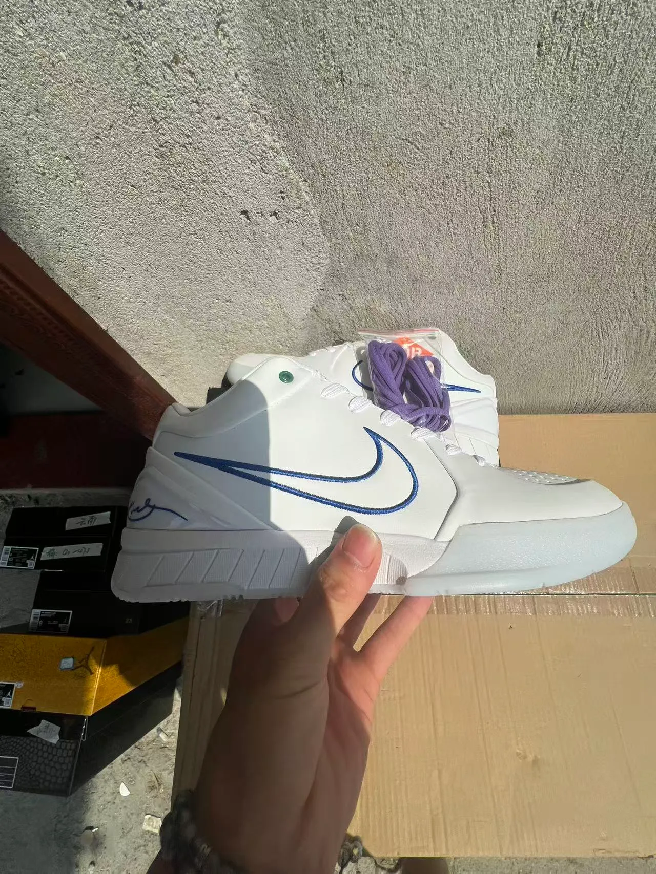 Nike White Blue High-Top Leather/synthetic Upper Basketball Shoes 7
