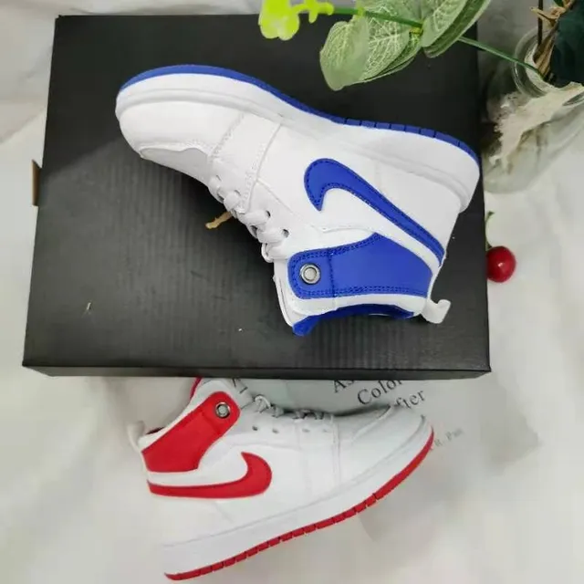 Nike White Blue High-Top Leather Upper Basketball Shoes 10