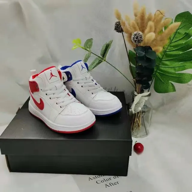 Nike White Blue High-Top Leather Upper Basketball Shoes 11