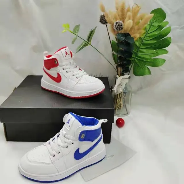 Nike White Blue High-Top Leather Upper Basketball Shoes 12