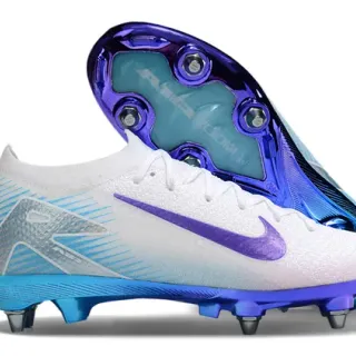 Nike White Blue Low-Cut Knit Upper Gradient Sole Firm-Ground Soccer Shoes