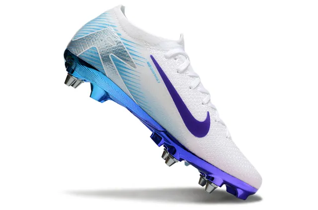 Nike White Blue Low-Cut Knit Upper Gradient Sole Firm-Ground Soccer Shoes 2