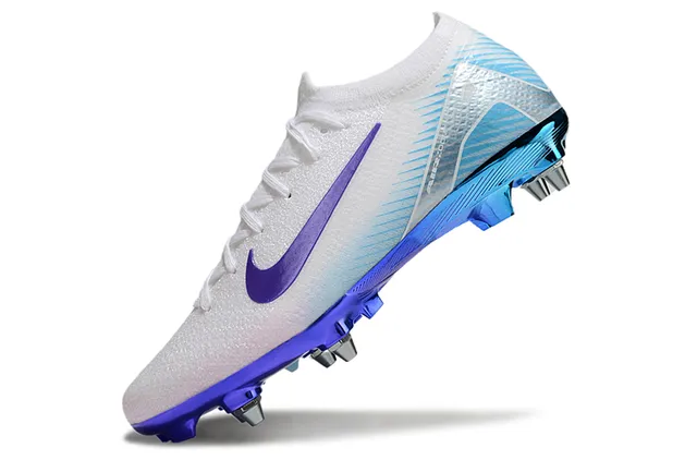 Nike White Blue Low-Cut Knit Upper Gradient Sole Firm-Ground Soccer Shoes 3