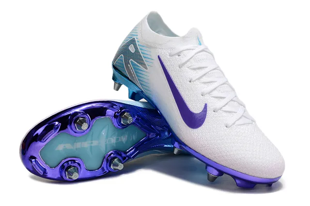 Nike White Blue Low-Cut Knit Upper Gradient Sole Firm-Ground Soccer Shoes 4