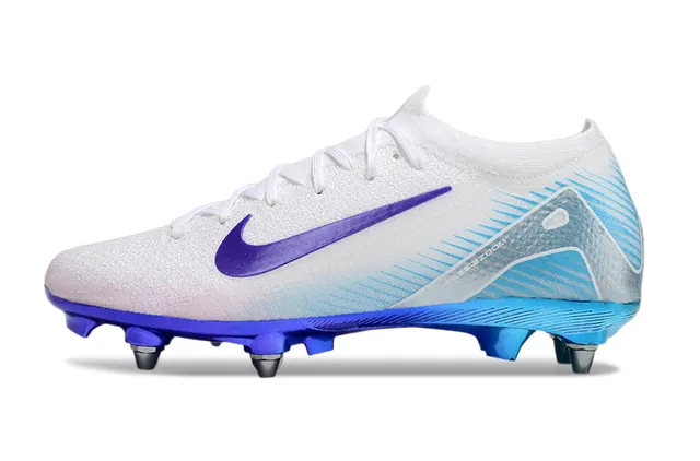 Nike White Blue Low-Cut Knit Upper Gradient Sole Firm-Ground Soccer Shoes 7