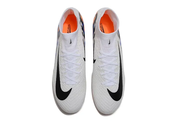 Nike White Blue Sock-Fit Collar Pixelated Graphic Overlay Firm-Ground Soccer Shoes 2