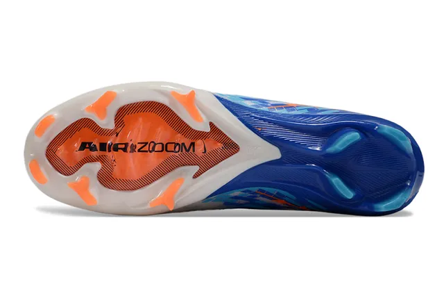 Nike White Blue Sock-Fit Collar Pixelated Graphic Overlay Firm-Ground Soccer Shoes 6