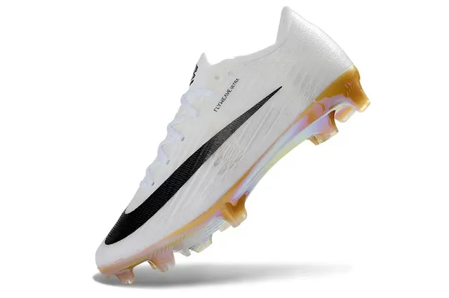 Nike White Gold Flyweave Upper Iridescent Soleplate Firm-Ground Soccer Shoes 4
