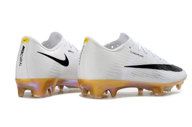 Nike White Gold Flyweave Upper Iridescent Soleplate Firm-Ground Soccer Shoes 6