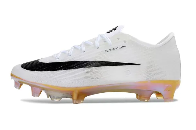 Nike White Gold Flyweave Upper Iridescent Soleplate Firm-Ground Soccer Shoes 7